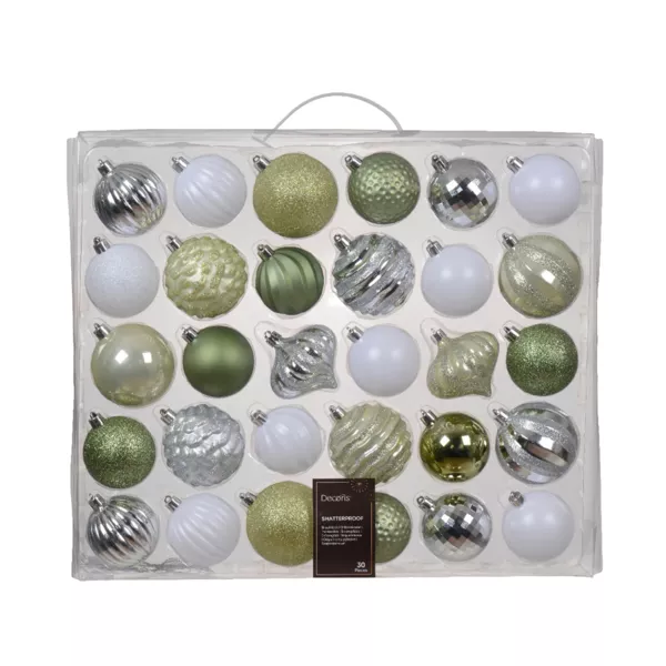 Kit de d�coration de sapin de No�l Ag�na Menthe blanche, blanc et argent