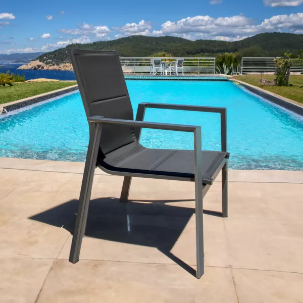 Fauteuil de jardin empilable aluminium Portofino Gris anthracite