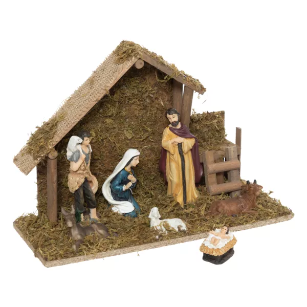 Beleuchtete Weihnachtskrippe mit Figuren (H30 cm) Sainte-Paloma