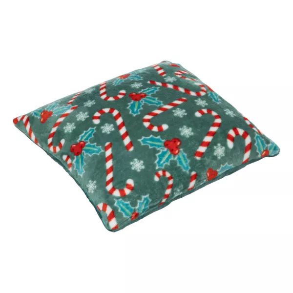 Coussin de No�l carr� (40 cm) Houx et sucre d'orge