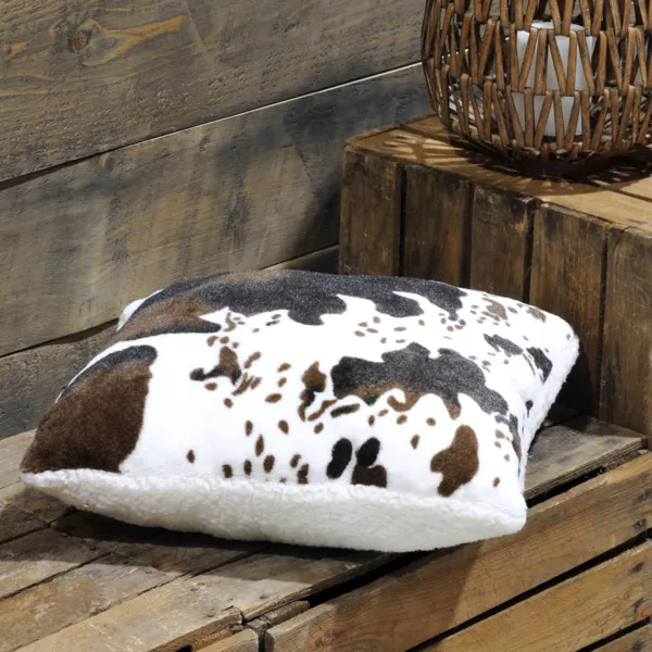 Coussin carr� fausse fourrure (45 x 45 cm) Vache Brun