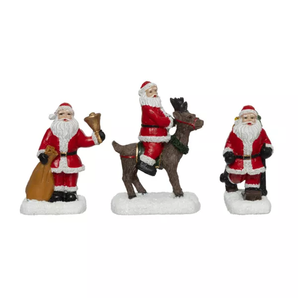 Lot de 3 figurines pour village (H7 cm) P�re No�l en poste