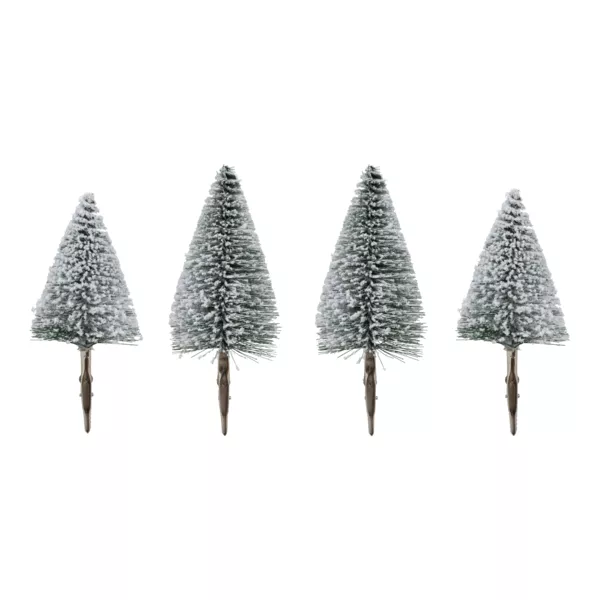 Set di 4 alberi di Natale con clip (Alt 16 e 13 cm) Foresta incantata Verde innevato