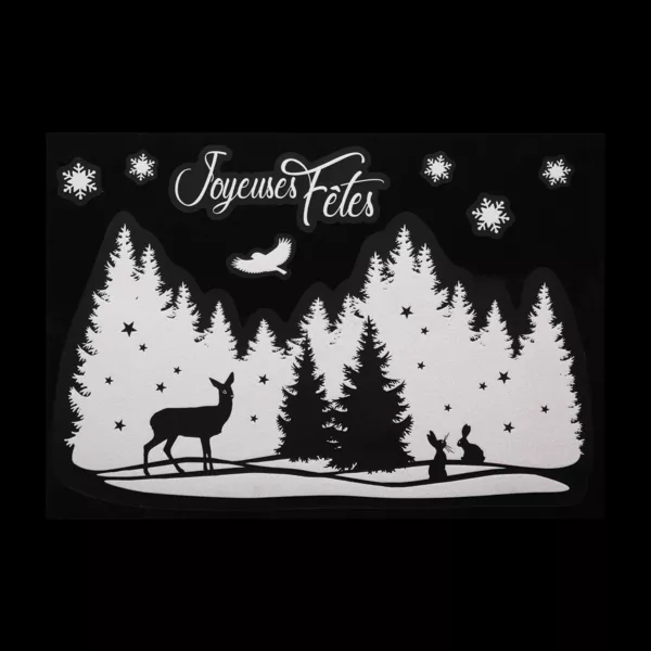 Adesivo di Natale per finestra Paesaggio glitterato