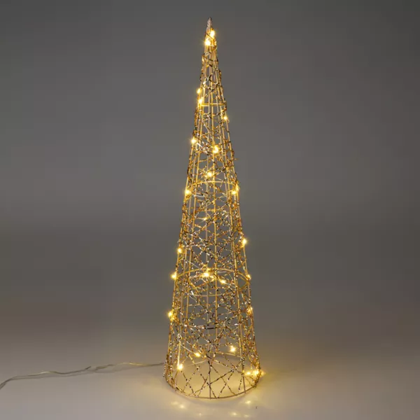 C�ne lumineux � piles 30 LED (H60 cm) �clats blanc chaud et dor�