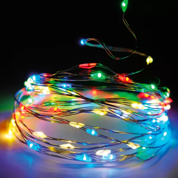 Lichterkette 12 m 120 Micro LED Fil d'argent Mehrfarbig