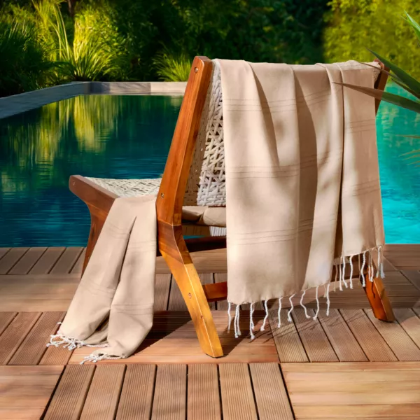 Fouta af genbrugt bomuld (100 x 200 cm) Sunshine Beige