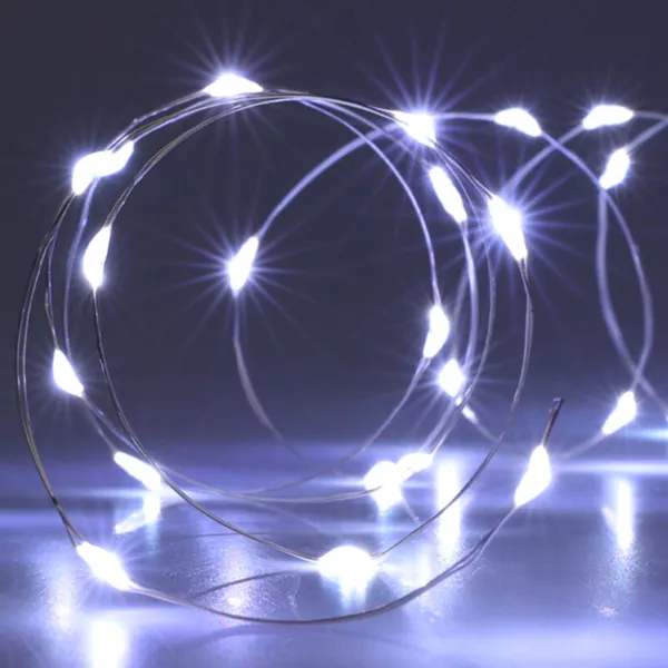 Ghirlanda luminosa a pile 4 m 80 Micro LED Filo d'argento Bianco freddo