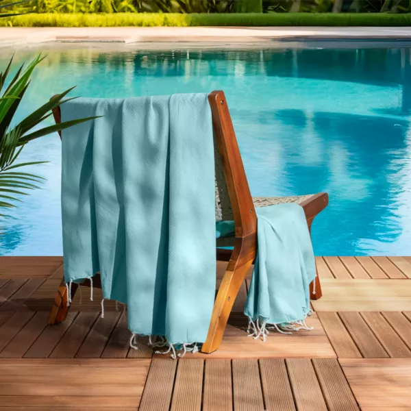 Fouta cotone riciclato (200 x 200 cm) Ecume Blu Turchese