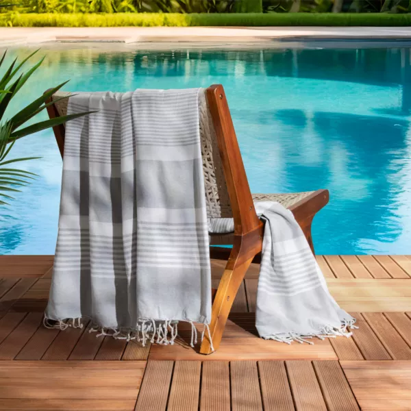 Strandtuch aus recycelter Baumwolle (200 x 200 cm) Summer Grau