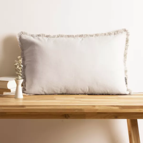 Cuscino rettangolare in cotone (40 x 60 cm) Pixel frange Beige