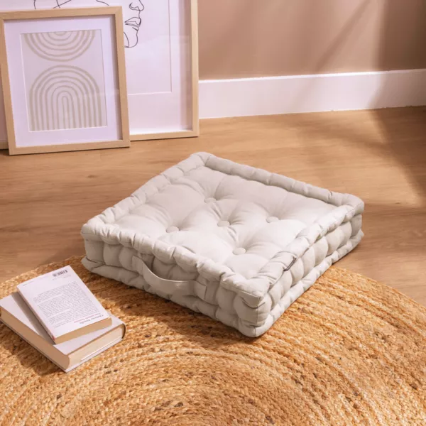 Coussin de sol coton (40 x 40 cm) Pixel Beige