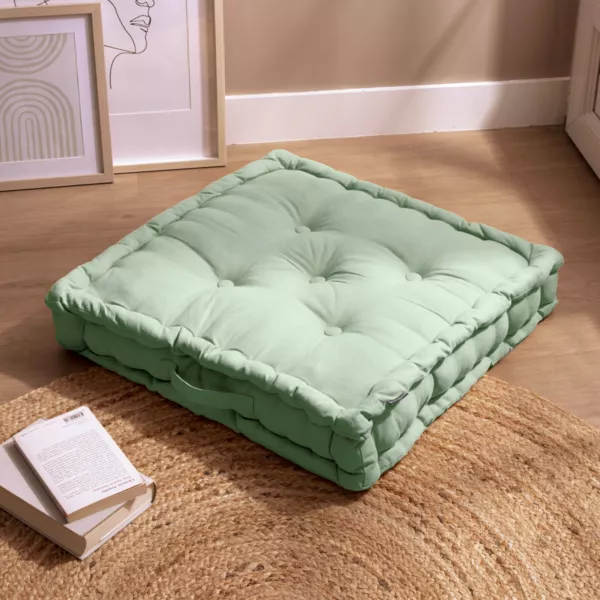 Cojín de suelo en algodón (60 x 60 cm) Pixel Verde menta