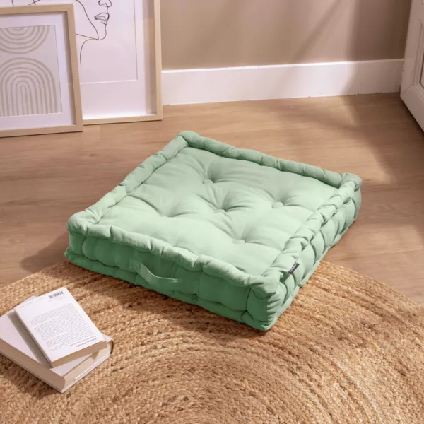 Gulvpude i bomuld (50 x 50 cm) Pixel Mintgr�n