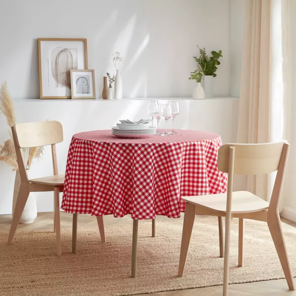 Nappe ronde anti tache (180 cm) Elise Vichy Rouge