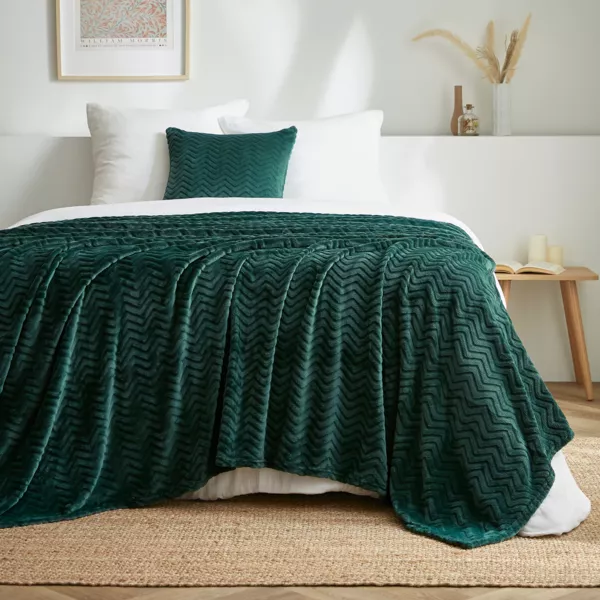 Plaid morbido in flanella (220 x 240 cm) Zag Verde