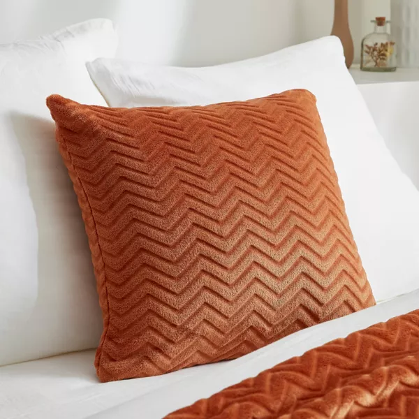 Quadratisches Kissen aus Flanell (45 x 45 cm) Zag Kupfer