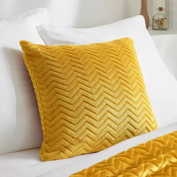 Sierkussen vierkant flanel (45 x 45 cm) Zag Mosterdgeel