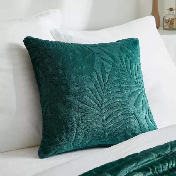 Coussin carr� flanelle (45 x 45 cm) Flore Vert