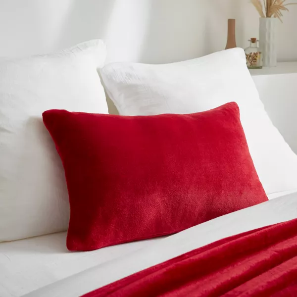 Housse de coussin rectangulaire flanelle (40 x 60 cm) Didou Rouge