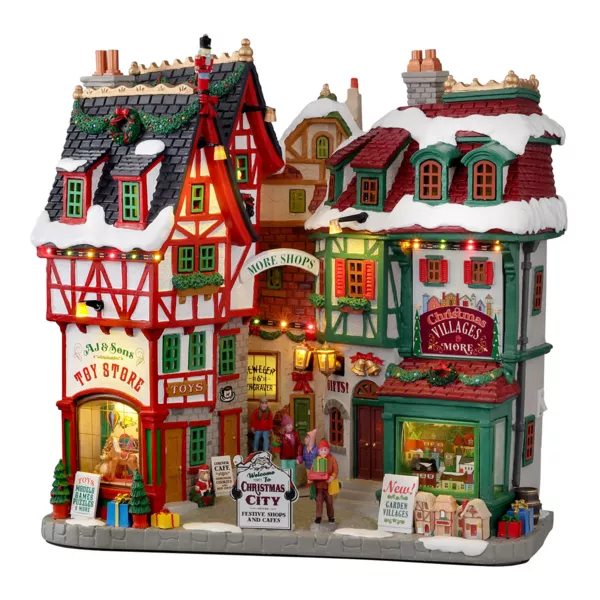 Lysende Lemax juleby p� batteri Christmas City