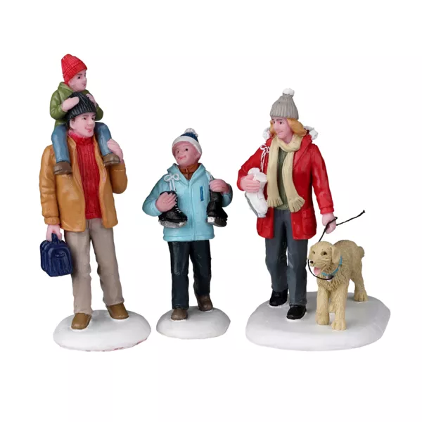 Personnages Lemax On patine en famille