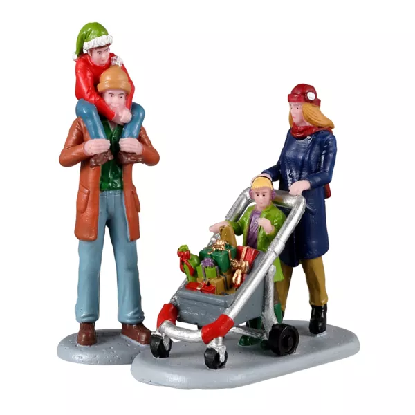 Personnages Lemax Shopping en famille pour les f�tes de fin d'ann�e 