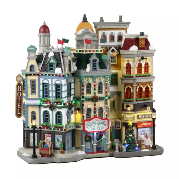 Villaggio di Natale Lemax luminoso a pile Hotel Holly Jolly