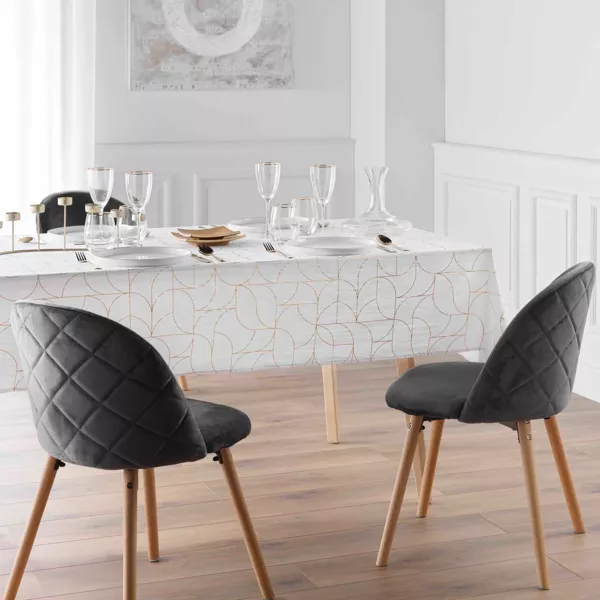 Tovaglia di Natale rettangolare anti macchia (140 x 240 cm) Louxor Bianco e dorato