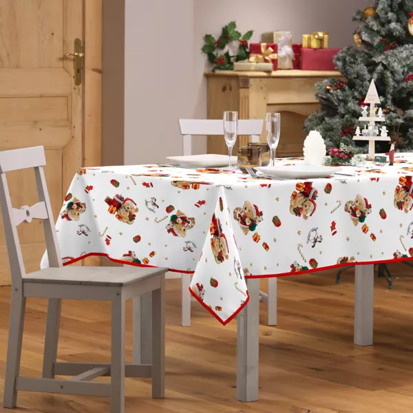 Rechthoekig kerst tafelkleed anti-vlek (150 x 300 cm) Beertjes
