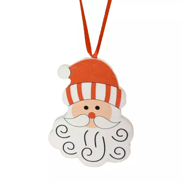 Babbo Natale da appendere (H7 cm) Carino baffi Rosso e bianco