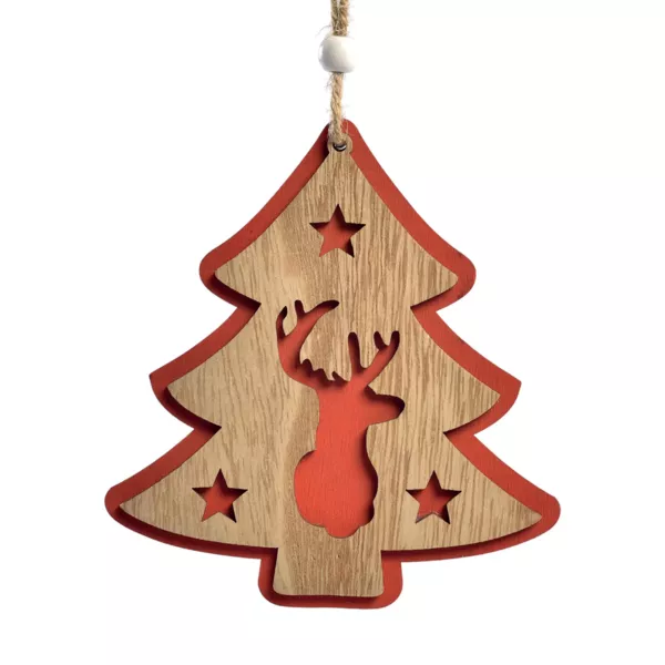 Albero di Natale in legno da appendere (H12 cm) Caribou delle foreste