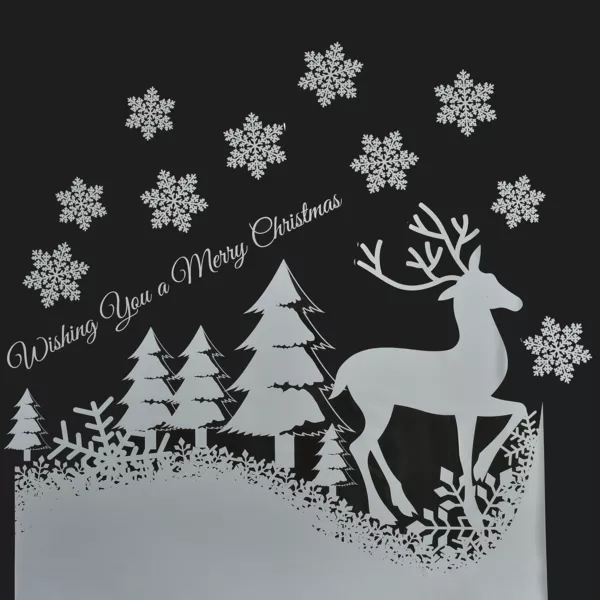 Weihnachtsaufkleber f�r Fenster Landschaft Frohe Weihnachten