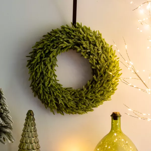 Couronne de No�l (D42 cm) Branches de sapin paillet�