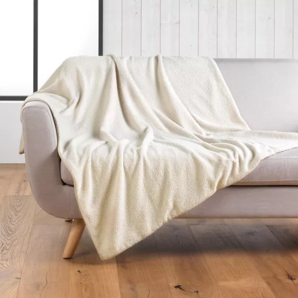 Manta con rizos (180 x 220 cm) Wooly Crudo