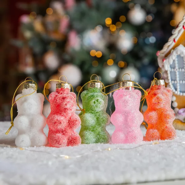 Lote de 5 Ositos de vidrio (H8 cm) Dulces Golosinas Multicolor