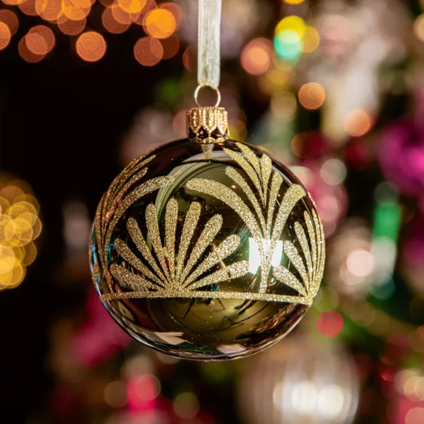 Lote de 6 bolas de Navidad de vidrio (D80 mm) Luxury Verde pino