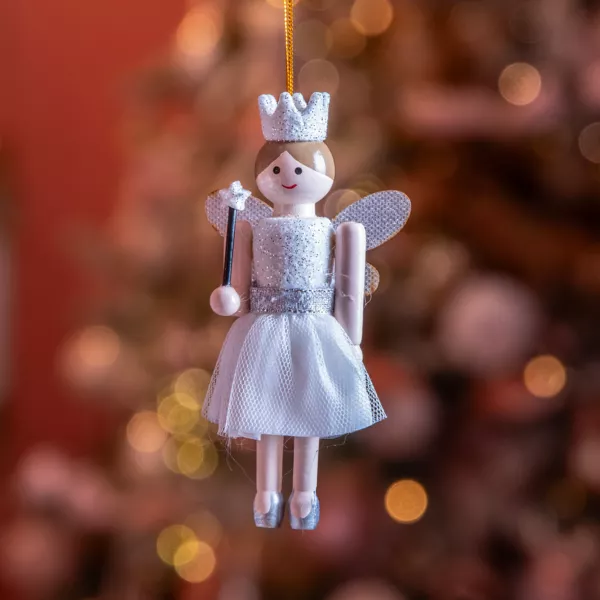Cascanueces para colgar (H12 cm) Hada princesa Blanco