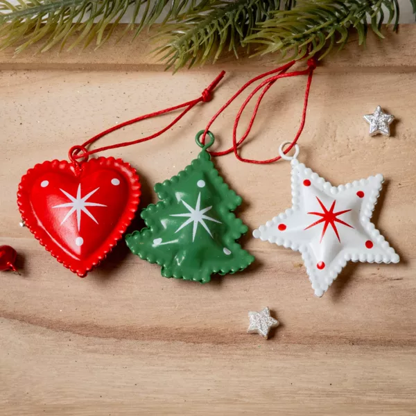 Lot de 12 suspensions de Noël en métal (H4,5 cm) Méribel Colorées