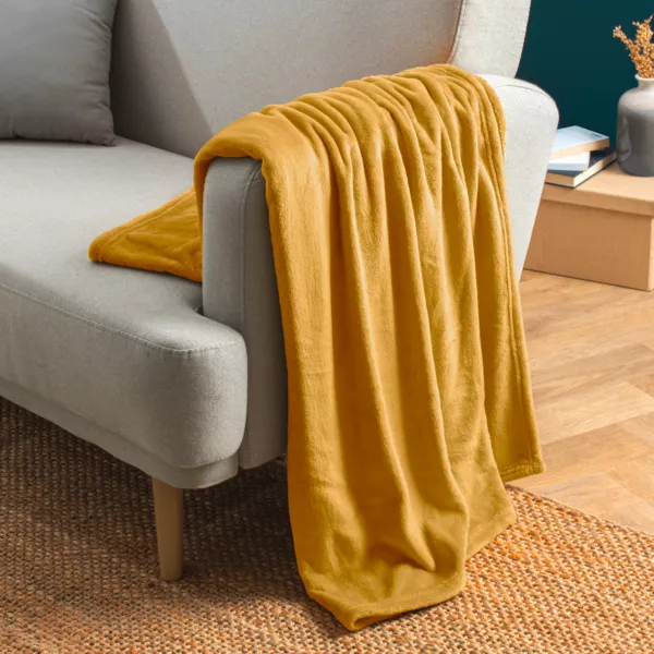 Manta suave en franela (125 x 150 cm) Didou Mostaza Amarilla