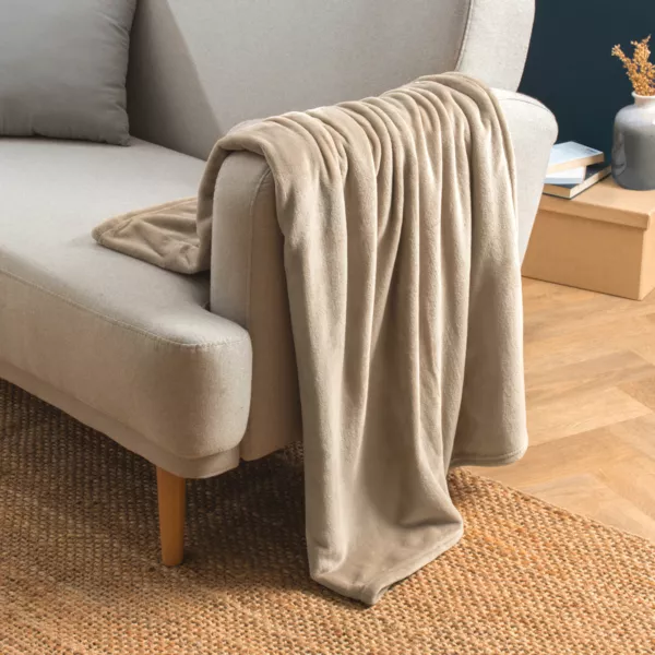 Plaid doux flanelle (130 x 180 cm) Didou Marron glac�