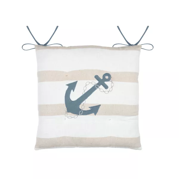 Coj�n de silla cuadrado de algod�n (38 x 38 cm) Nautical Beige