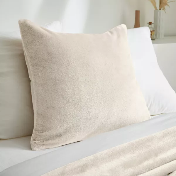 Housse de coussin carr�e flanelle (60 x 60 cm) Didou Beige gr�ge