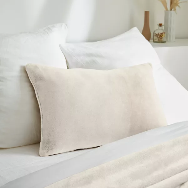 Housse de coussin rectangulaire flanelle (40 x 60 cm) Didou Beige gr�ge