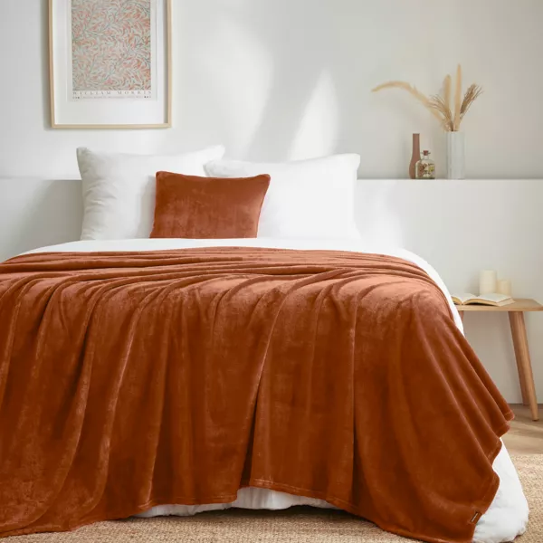 Plaid doux flanelle (180 x 230 cm) Didou Cuivre