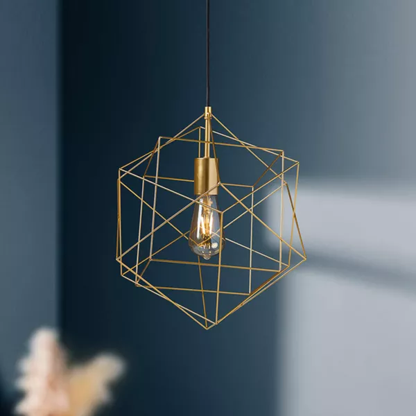 Lampadario in metallo (D40 cm) Celeste Oro