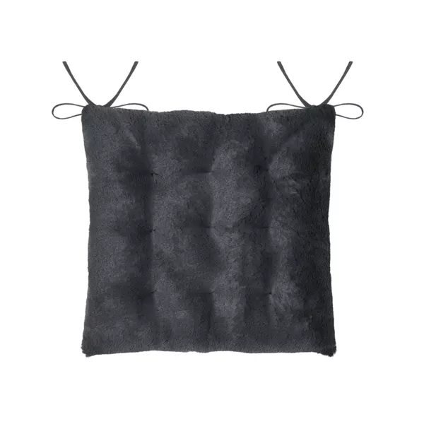 Coussin de chaise carr� fausse fourrure (40 x 40 cm) Asgard Gris carbone
