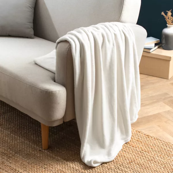 Plaid doux flanelle (125 x 150 cm) Didou Ivoire