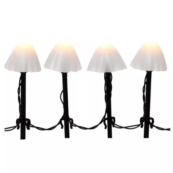Lote de 4 piquetes luminosas a plias con 20 LED (H20 cm) blanco cálido.