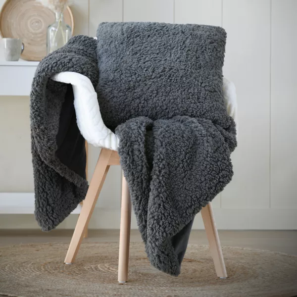 Coj�n cuadrado de piel sint�tica (50 x 50 cm) Dudley Gris rat�n